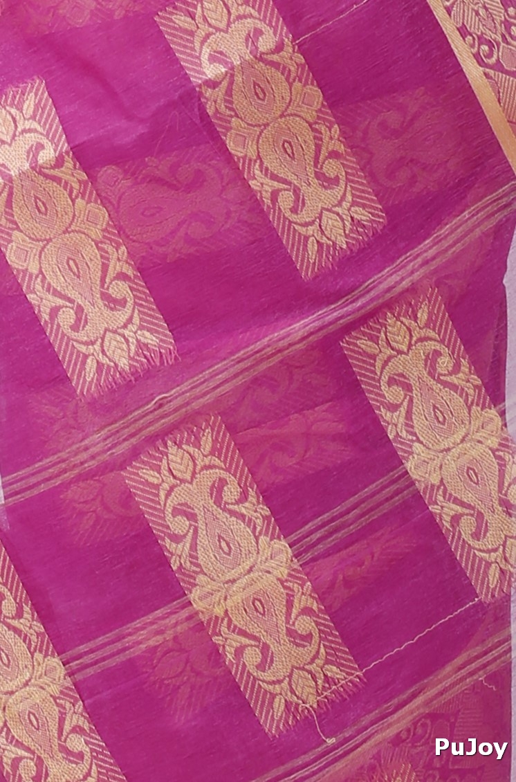 Purple Pure Cotton Strip Suparna Tant Saree (162)